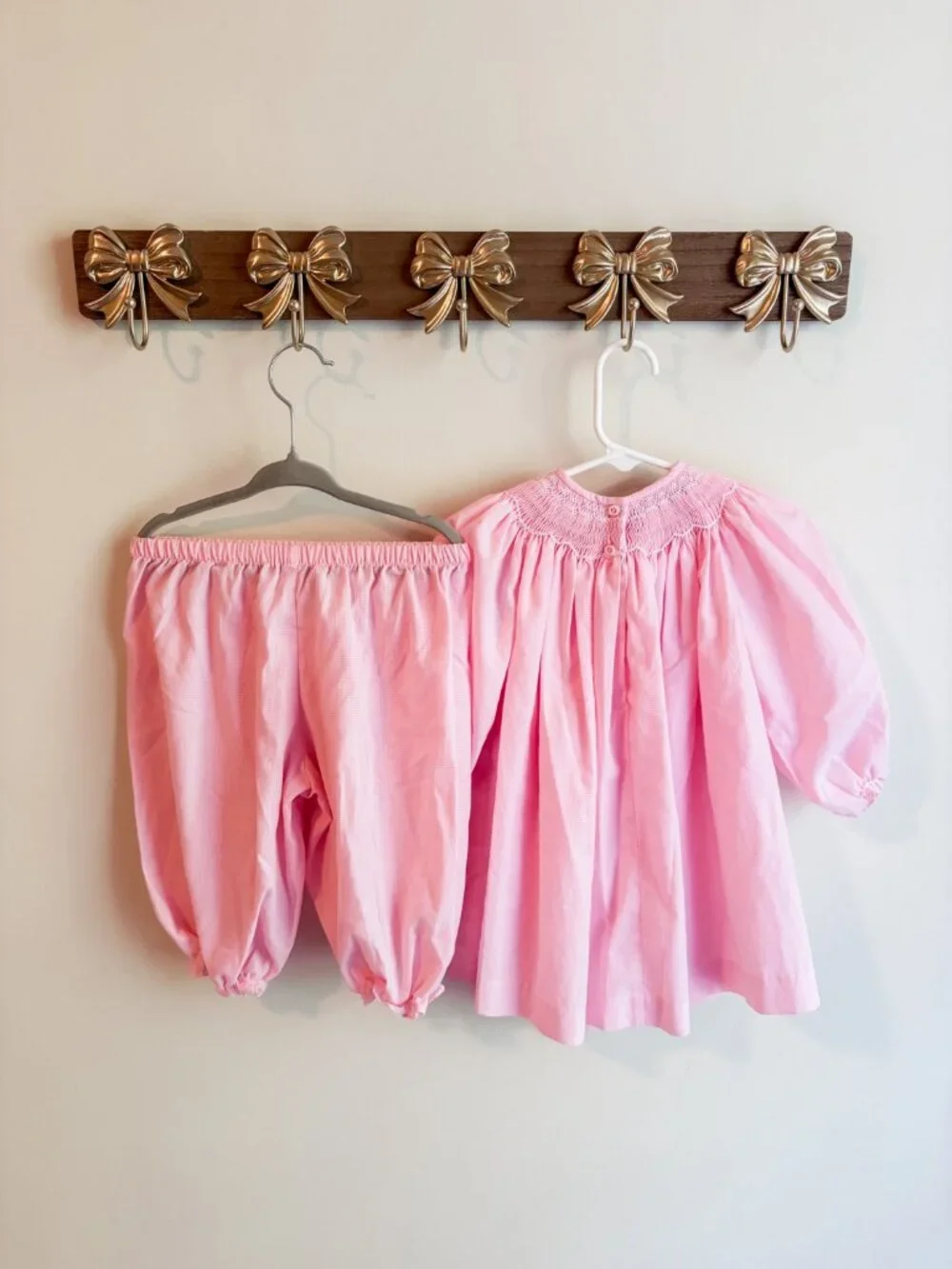 Chabre size 9 month Pink Smocked Dress Toddler Outfit Cotton Two-Piece Set